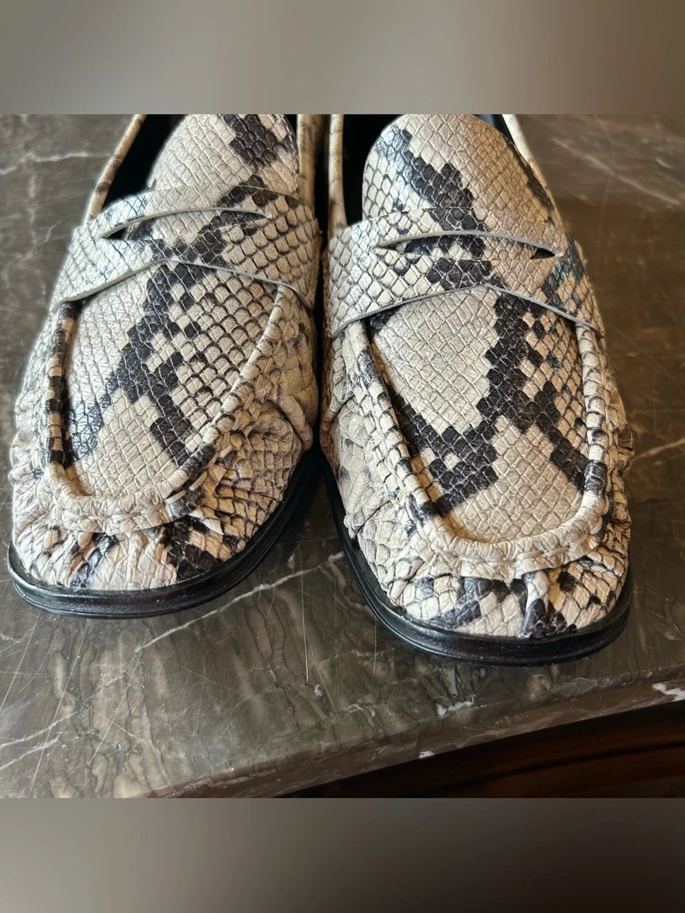 J. Crew Maison Ruched Loafers in Snake-Embossed Italian Leather Women’s Size 8